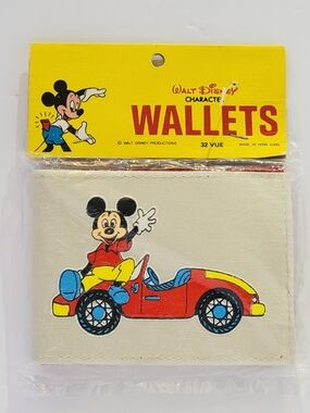 Disney Canvas Mickey Mouse'Mouse Power' Wallet - Cream Red Black Yellow